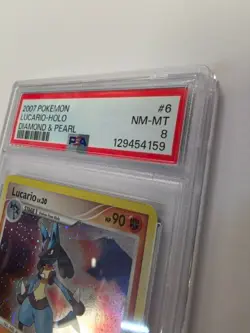 LUCARIO 6/130 | 2007 D&P Base Holo Graded Pokemon Card PSA 8 - Image 3