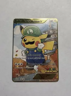 Pikachu Luigi Louis Vuitton V Promo Gold Metal Card Collectible Gift/Display - Image 1