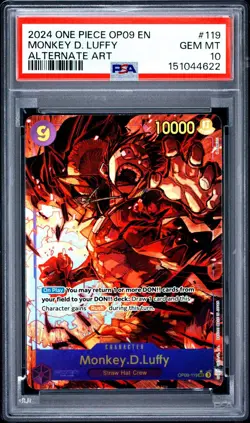 One Piece Monkey D Luffy Alternate Art OP09-119 PSA 10 Gem Mint - Image 1