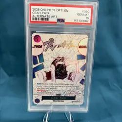 2025 ONE PIECE GEAR TWO ALTERNATE ART OP11-A FIST OF DIVINE SPEED #080 PSA 10 - Image 1
