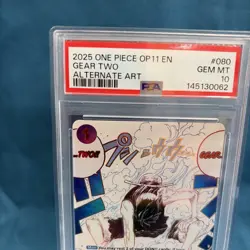 2025 ONE PIECE GEAR TWO ALTERNATE ART OP11-A FIST OF DIVINE SPEED #080 PSA 10 - Image 2