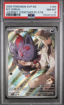 N's Zorua 189 Sv: Scarlet & Violet Promo Card Psa 8, Free Shipping - Image 1