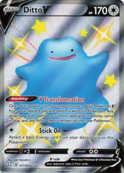 Ditto V SV118/SV122 Holo V Rare Shining Fates Shiny Vault Pokemon Near Mint - Image 1