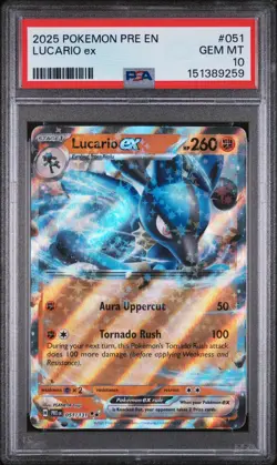 Pokemon Lucario EX 051/131 Holo Prismatic Evolutions Promo GEM PSA 10 - Image 1