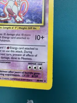 Mewtwo 10/102 Base Set Holo Rare Unlimited English WotC - Image 5