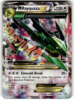 M Rayquaza EX 76/108 Holo EX Rare Roaring Skies Pokemon Damaged - Image 1