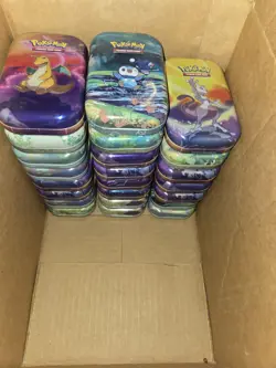 Empty Pokemon Tin Lot -Empty- Pokeball Tins Empty And 25 Mini Tins Empty! - Image 2