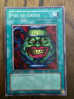 YuGiOh Pot of Greed SD2-EN017 Common 1st Edition LP - Image 1