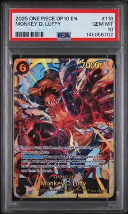 2025 ONE PIECE OP10-ROYAL BLOOD #118 MONKEY D. LUFFY PSA 10 - Image 1