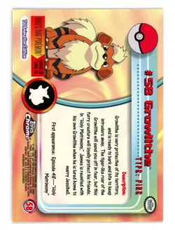 Pokemon Card - Growlithe #58 - Topps Chrome - Image 2