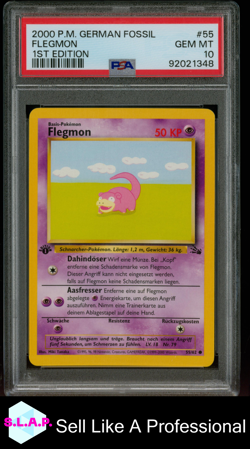 FLEGMON 1ST EDITION POKEMON GERMAN FOSSIL 2000 55 PSA 10 - Image 1