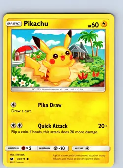 Pokemon tcg: SM - Crimson Invasion Pikachu #30/111 Common .P2N - Image 1