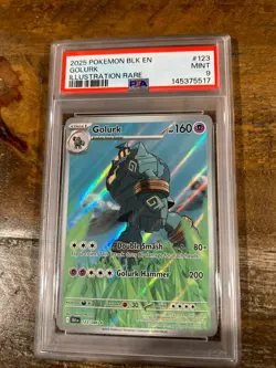 POKEMON 2025 Black Bolt Illustration Rare GOLURK #123 PSA 9 Mint RARE - Image 1