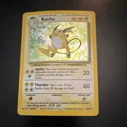 Pokemon Raichu Base Set Holo Rare 14/102 80 HP 1999 Wizards of the Coast - Image 1