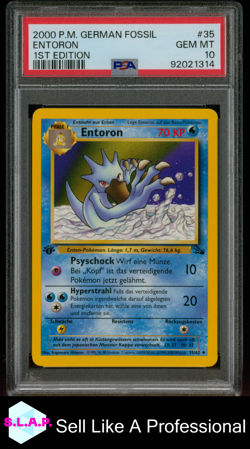 ENTORON 1ST EDITION POKEMON GERMAN FOSSIL 2000 35 PSA 10 - Image 1