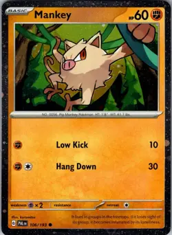 Mankey Paldea Evolved 106/193 Cosmo Holo Pokemon Near Mint - Image 1