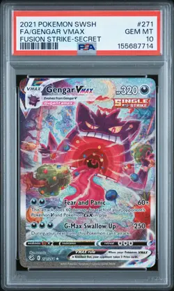 2021 POKEMON SWORD & SHIELD FUSION STRIKE SECRET FULL ART/GENGAR VMAX PSA 10 - Image 1