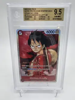 BGS 9.5 GEM MINT One Piece 2022 ST01-012 Monkey.D.Luffy SR Super Pre-Release - Image 1