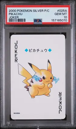 2000 POKEMON SILVER VERSION PLAYING CARDS JOKER #025A PIKACHU PSA 10 - Image 1