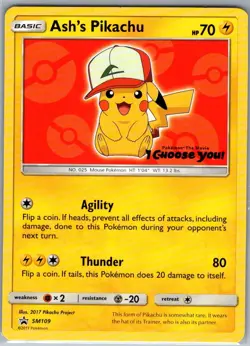 Ash's Pikachu - SM109 Non Holo SM Promos - Pokemon Card - NM - Image 1