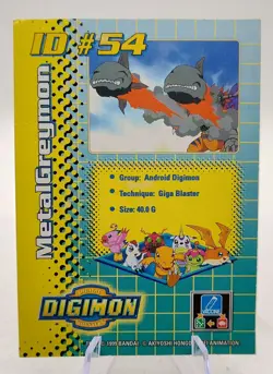 Digimon Digital Monsters 1999 Trading Card Bandai #54 Holo MetalGreymon - Image 2