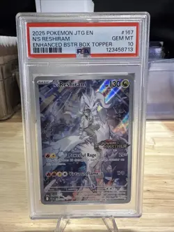 2025 Pokemon Reshiram Enhanced Box Topper GEM MT 10 PSA Graded Stamped - Image 1
