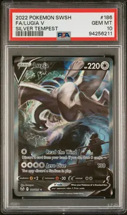 2022 POKEMON SWORD & SHIELD SILVER TEMPEST #186 FULL ART/LUGIA V PSA 10 - Image 1