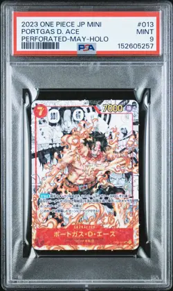 2023 ONE PIECE JAPANESE SAIKYO JUMP MINI PROMOS #013 PORTGAS D. ACE HOLO PSA 9 - Image 1