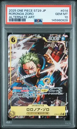 2025 ONE PIECE JAPANESE STARTER DECK ST29-EGGHEAD #014 RORONOA ZORO PSA 10 - Image 1