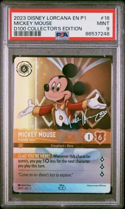 PSA 9 MICKEY MOUSE FOIL 18/P1 DISNEY LORCANA D100 COLLECTOR’S EDITION ENGLISH - Image 1