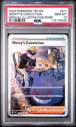 Pokemon Card Morty's Conviction 211/162 Special Illustration Rare PSA 10 - Image 1