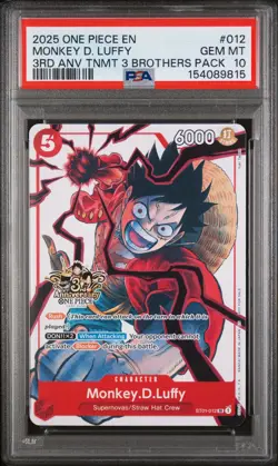 2025 ONE PIECE 3RD ANNIVERSARY TOURNAMENT 3 BROTHERS PACK MONKEY D. LUFFY PSA 10 - Image 1
