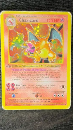 Charizard Holo 1st Edition Base Set 4/102 Pokemon Card - HP/Damaged - Authentic - Image 1