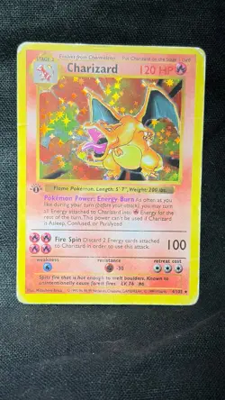 Charizard Holo 1st Edition Base Set 4/102 Pokemon Card - HP/Damaged - Authentic - Image 2