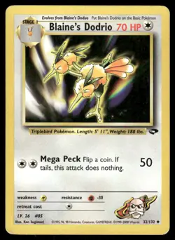 Pokemon Cards Blaine's Dodrio 32/132 Unlimited Gym Challenge Uncommon LP - Image 1