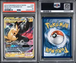 2019 POKEMON SUN & MOON TEAM UP #33 PIKACHU & ZEKROM GX PSA 10 - Image 3