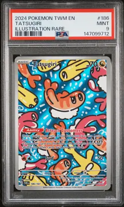 2024 POKEMON TWM EN-TWILIGHT MASQUERADE ILLUSTRATION RARE #186 TATSUGIRI PSA 9 - Image 1