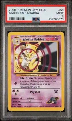 2000 POKEMON GYM CHALLENGE #58 SABRINA'S KADABRA PSA 9 MINT CARD WOTC - Image 2