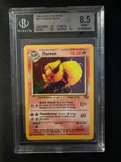 Pokemon TCG Flareon Jungle 3/64 Holo Unlimited Holo Rare BGS Grade 8.5 NM-MT+ - Image 1