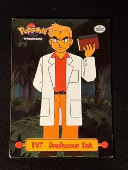 TV7 Professor Oak Pokemon Topps Sandpaper Holo - Image 1
