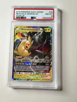 The Pokemon Company Pikachu & Zekrom GX Team Up 33/181 Holo HP240 PSA 8 EN - Image 1