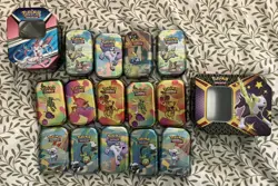 Lot of 16 Empty Pokemon Tins Inc 151 Sylveon and Boltund V - Image 1