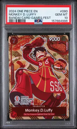 Monkey D. Luffy P-080 Bandai Card Games Fest 24-25 Promo Card PSA 10 Gem Mint - Image 1