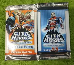 City of Heroes "Battle Pack" 25-Card Sealed + Booster Pack Lot Of 2 Packs - Image 1