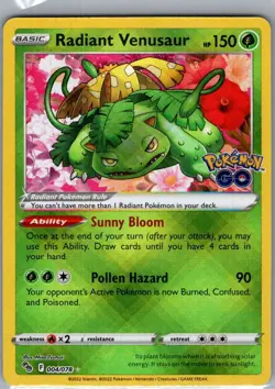 Radiant Venusaur 004/078 Pokemon GO - Pokemon Card - NM - Image 1