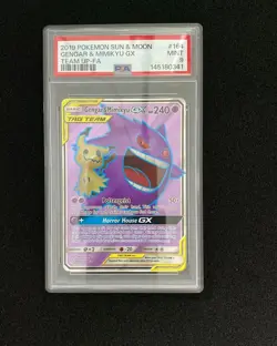 2019 Pokemon TCG English Sun & Moon 164/181 Gengar & Mimikyu GX Holo PSA 9 IH13 - Image 1