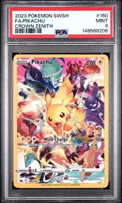 PIKACHU 160/159 - SWSH CROWN ZENITH FULL ART SECRET RARE HOLO - MINT PSA 9 - Image 1