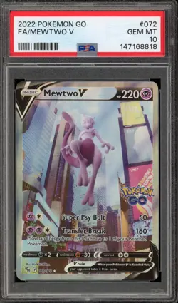 Pokemon Mewtwo V Pokemon Go Full Alt Art #072 PSA 10 Gem Mint - Image 1