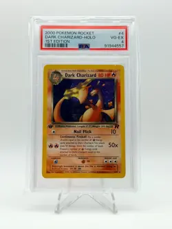 2000 POKEMON TEAM ROCKET HOLO FIRST 1ST EDITION DARK CHARIZARD 4/82 PSA 4 - Image 1