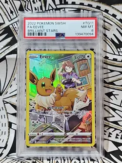 FULL ART EEVEE 2022 POKEMON SWORD & SHIELD BRILLIANT STARS #TG11 PSA 8 (094) - Image 1